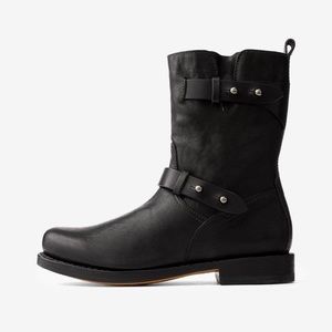 rag & bone Black Leather Combat Moto Boots